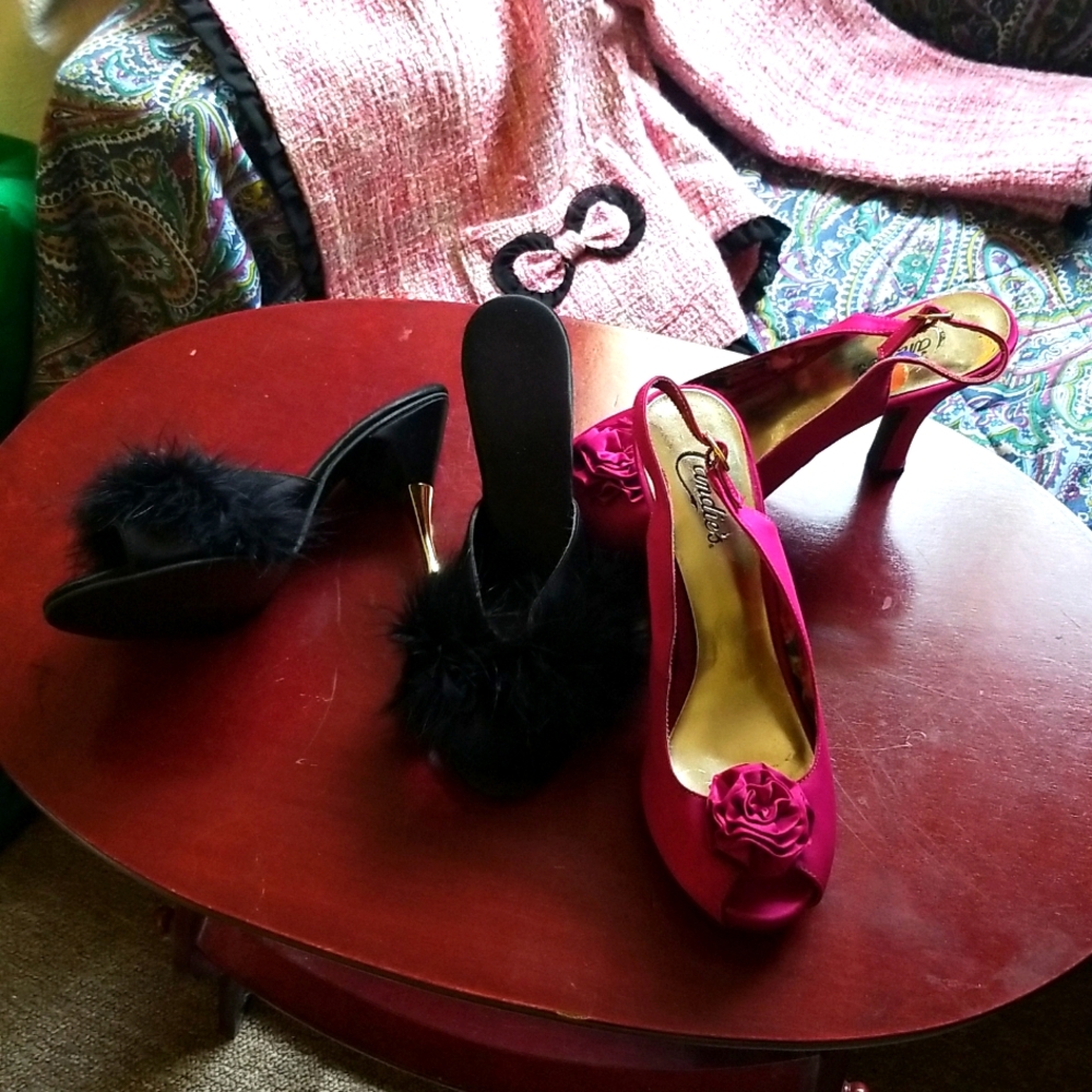 Sz 6 Satin Fancy Dinner/Lounge Party Shoe Duo